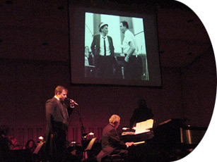 nUAnce conductor Jim Taylor sings, accompanied by Director of Jazz Studies Jeffrey Haskell.